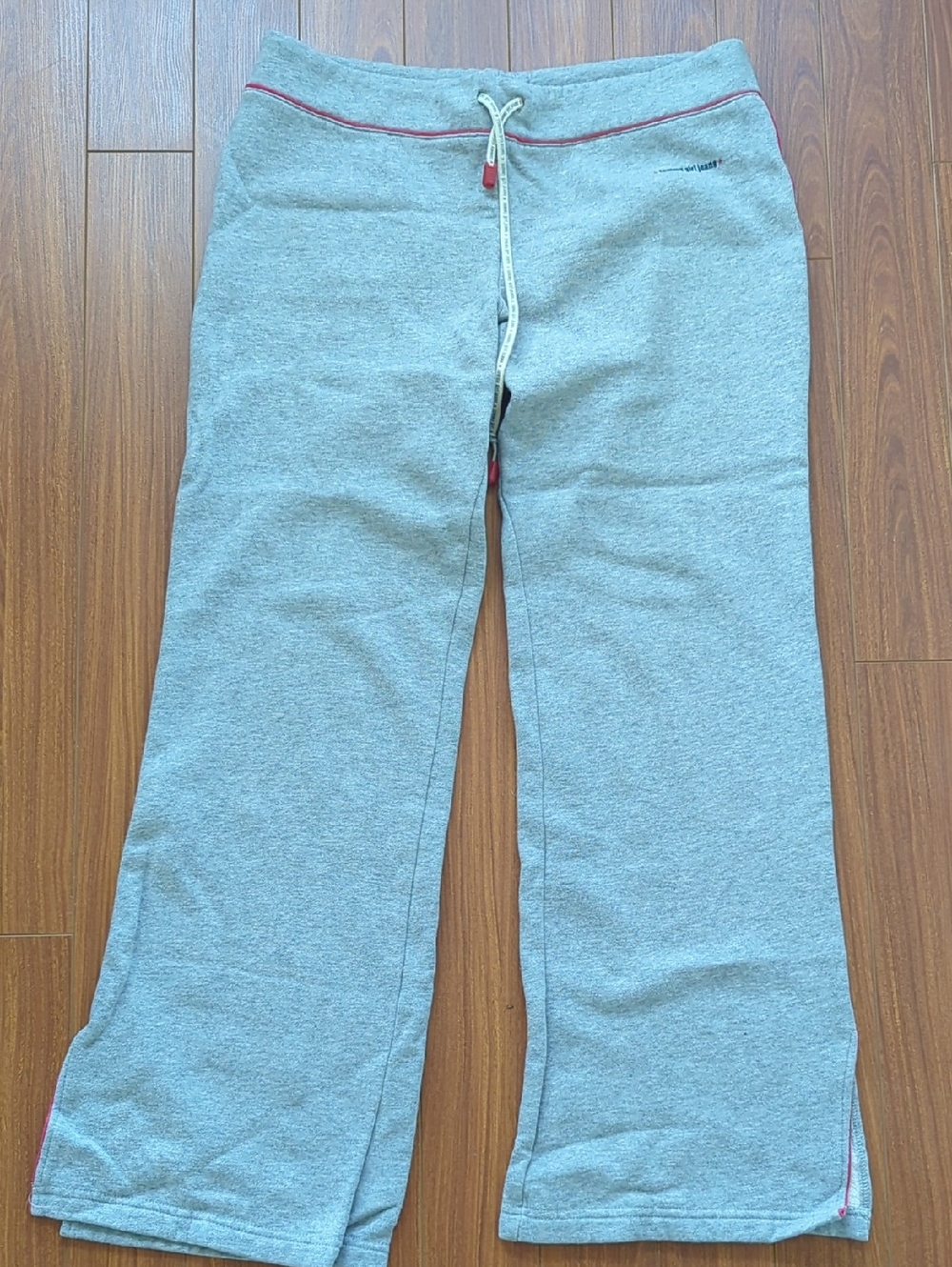 Vintage Y2K Tommy Girl Jeans Grey Flare Sweatpants Slit Hem Made in Canada